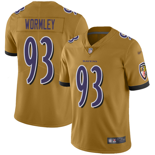 Baltimore Ravens Limited Gold Men Chris Wormley Jersey NFL Football #93 Inverted Legend->youth nfl jersey->Youth Jersey